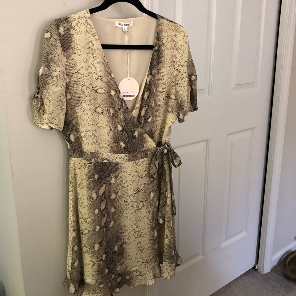 Wild Honey snake print wrap dress